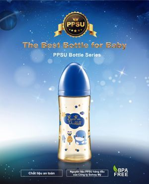 Bình sữa cổ rộng nhựa ppsu có tay cầm KUKU KU5867 – 330ML