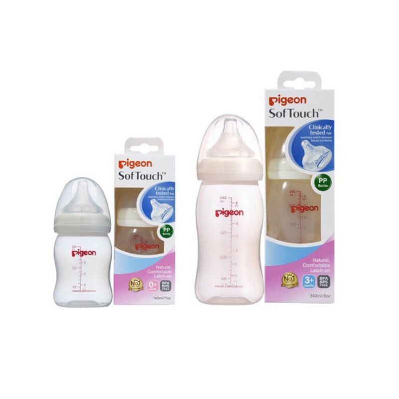 Bình sữa cổ rộng nhựa PP Pigeon 160ml