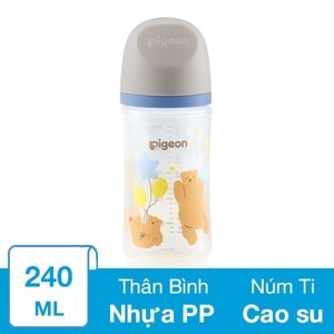 Bình sữa cổ rộng PPSU Plus Gấu Pooh Pigeon - 240ml