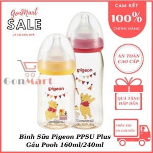 Bình sữa cổ rộng PPSU Plus Gấu Pooh Pigeon - 240ml