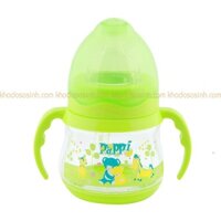 Bình Sữa Cổ Rộng Quai Cầm Pappi siêu mềm dễ thương (150ml) giao mẫu ngẫu nhiên