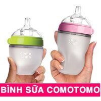 Bình Sữa Comotomo Cho Bé Tập Bú,Núm Ti Como Tomo Baby Bottle Siêu Mềm 150ml/ 250ml [màu xanh hồng]