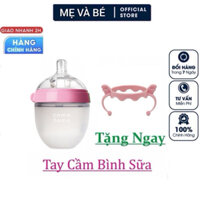Bình sữa comotomo mỹ 150ml màu hồng, núm theo bình là núm 1 tia cho bé 0-3 tháng