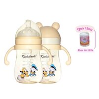 Bình sữa đa năng cổ rộng Kichilachi Tritan có tay cầm chống sặc, đầy hơi cho bé 240ml