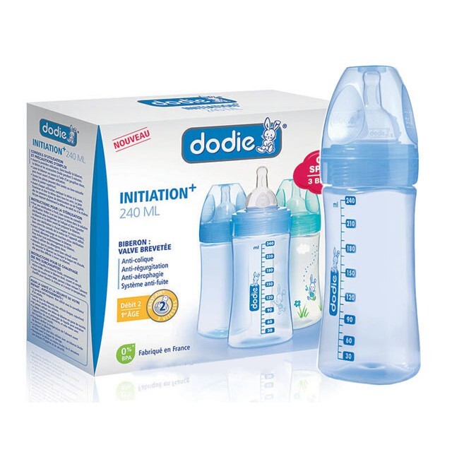 Bình sữa Dodie Initiation 240ml dành cho trẻ 3-6 tháng tuổi