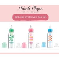 Bình sữa Dr Brown's 250ml hoạ tiết (nhựa PP)