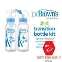 Bình sữa Dr Brown's cổ hẹp 250ml nhựa pp options plus chuyển đổi 2 giai đoạn