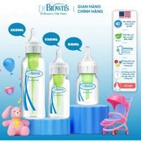 Bình sữa Dr.Brown's cổ hẹp 120ml, 250ml nhựa PP options Plus USA