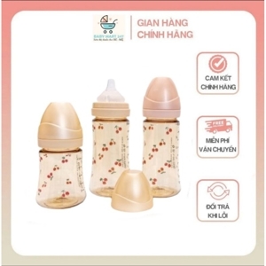 Bình sữa Grosmimi PPSU Cherrish 200ml núm ti dành cho bé 2-5 tháng tuổi – màu Rose Gold