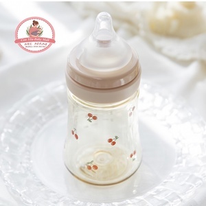 Bình sữa Grosmimi PPSU Cherrish 200ml núm ti dành cho bé 2-5 tháng tuổi – màu Rose Gold