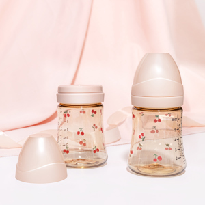 Bình sữa Grosmimi PPSU Cherrish 200ml núm ti dành cho bé 2-5 tháng tuổi – màu Rose Gold