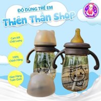 Bình Sữa Hoạ Tiết Mèo PPSU Cổ Rộng An Toàn Tuyệt Đối Cho Bé Hình Mèo 300ml