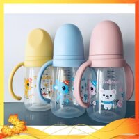 Bình sữa Kichilachi 240 ml chất liệu PP an toàn, Cổ rộng có quai cầm tháo được