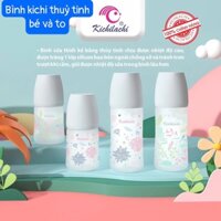 Bình Sữa Kichilachi, chất Liệu Thủy Tinh Tráng Silicone Siêu Nhẹ 150ml/240ml kèm núm ti