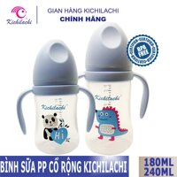 Bình Sữa Kichilachi Cổ Rộng PP, Núm Vú Silicone Siêu Mềm, Chống Sặc Và chống Đầy Hơi Cho Bé 180ml/240ML
