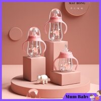 Bình sữa kiêm bình nước cho bé sơ sinh cổ rộng, núm ti siêu mềm có van chống sặc an toàn cho bé