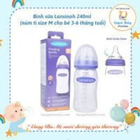 Bình sữa Lansinoh 240ml núm ti size M cho bé 3-6 tháng tuổi