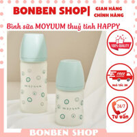 Bình sữa MOYUUM THUỶ TINH HAPPY chính hãng dung tích 150ml 240ml