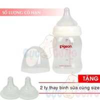 Bình sữa nhựa cổ rộng Pigeon PP (160ml/240ml/330ml) Tặng 2 ty thay binh sua cùng size