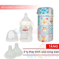 Bình sữa nhựa cổ rộng Pigeon PP 160ml/240ml/330ml + 1 ủ bình sữa cổ rộng Tặng 2 ty thay binh sua cùng size