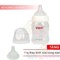 Bình sữa nhựa cổ rộng Pigeon PP (160ml/240ml/330ml) Tặng 1 ty thay binh sua cùng size