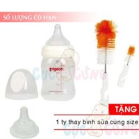 Bình sữa nhựa cổ rộng Pigeon PP 160ml/240ml/330ml + 1 cọ rửa bình sữa Tặng 1 ty thay binh sua cùng size