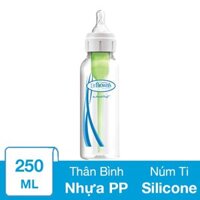 Bình sữa nhựa PP Dr.Brown's cổ hẹp 250 ml (mọi độ tuổi) - Giao ngẫu nhiên