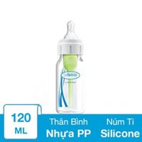 Bình sữa nhựa PP Dr.Brown's cổ hẹp 120 ml (mọi độ tuổi) - Giao bao bì ngẫu nhiên