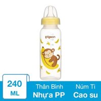 Bình sữa nhựa PP Pigeon cổ hẹp 240 ml - Hình khỉ (từ 4.5 tháng)
