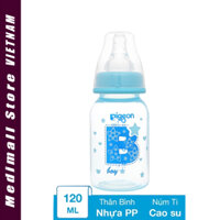 Bình sữa nhựa PP Pigeon cổ hẹp 120 ml (0 - 4 tháng) - Chính hãng