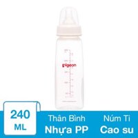 Bình sữa nhựa PP Pigeon vuông cổ hẹp 240 ml (4 - 6 tháng)