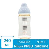 Bình sữa nhựa PPSU Chuchu Baby cổ rộng 240 ml (mọi độ tuổi)