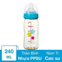 Bình sữa nhựa PPSU Pigeon Plus cổ rộng 240 ml - Hình ngôi sao (từ 3 tháng)