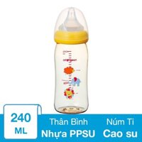 Bình sữa nhựa PPSU Pigeon Plus cổ rộng 240 ml - Hình thú (từ 3 tháng)