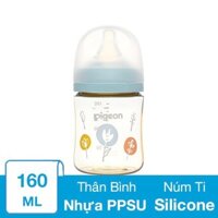 Bình sữa nhựa PPSU Pigeon Plus WN3 cổ rộng phiên bản Nhật 160 ml - Hình hoa (0 - 3 tháng)