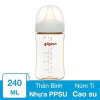 Bình sữa nhựa PPSU Pigeon Softouch Plus WN3 cổ rộng 240 ml (từ 3 tháng)
