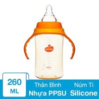 Bình sữa nhựa PPSU Wesser TBSWPP260 cổ rộng 260 ml (4 - 6 tháng)