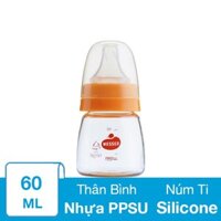 Bình sữa nhựa PPSU Wesser TBSWPP60 cổ hẹp 60 ml (0 - 3 tháng)