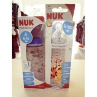 Bình sữa Nuk 6-8m 300ml (cổ rộng, nhựa PP, núm cao su)- hàng Đức xách tay
