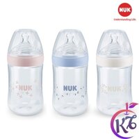 Bình sữa NUK cổ rộng Nature Sense nhựa PP 260ml ty Silicone 2M - NU21496 (3 màu) - bình sữa cổ rộng cho bé