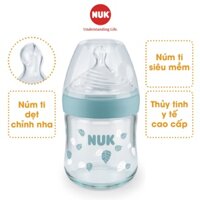 Bình sữa NUK Nature Sense thủy tinh cao cấp 120ml và 240ml, Bình pha sữa kèm ti giả cho bé - Baby Crab