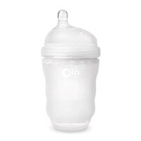 Bình sữa Olababy silicone cổ rộng 240ml (Trắng)