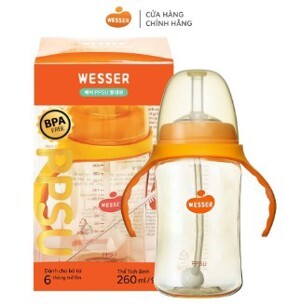 Bình sữa ống hút Wesser Nano Silver 260ml