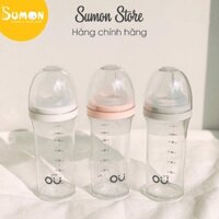 Bình sữa OUWish Hàn Quốc 140ml trắng,hồng,ghi, giúp trẻ dễ dàng bú bình từ lần đầu, chống nôn trớ, ói sữa