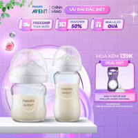 Bình Sữa Philips Avent Natural Thủy Tinh Mô Phỏng Tự Nhiên Cao Cấp Cho Bé, Chống Đầy Hơi Sặc Sữa