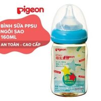 Bình sữa Pigeon 160ml cổ rộng PPSU Plus ngôi sao với núm vú silicone siêu mềm Plus D12221106