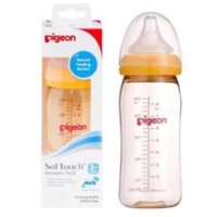 Bình sữa Pigeon 240ml cổ rộng PPSU Plus với núm vú silicone siêu mềm Plus .