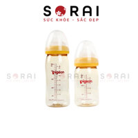 Bình sữa Pigeon cổ rộng chống sặc Nhật Bản loại nhựa/ thuỷ tinh dung tích 160-240 ml