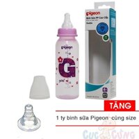 Bình sữa Pigeon nhựa PP cổ thường cao cấp BOY/GIRL 240ml Tặng 1 ty thay bình sữa