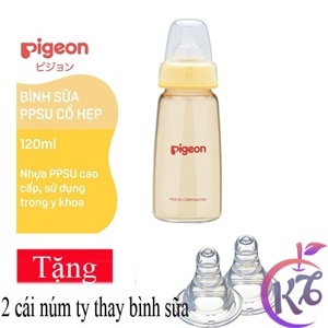 Bình sữa Pigeon nhựa PPSU cổ hẹp 160ml Vàng